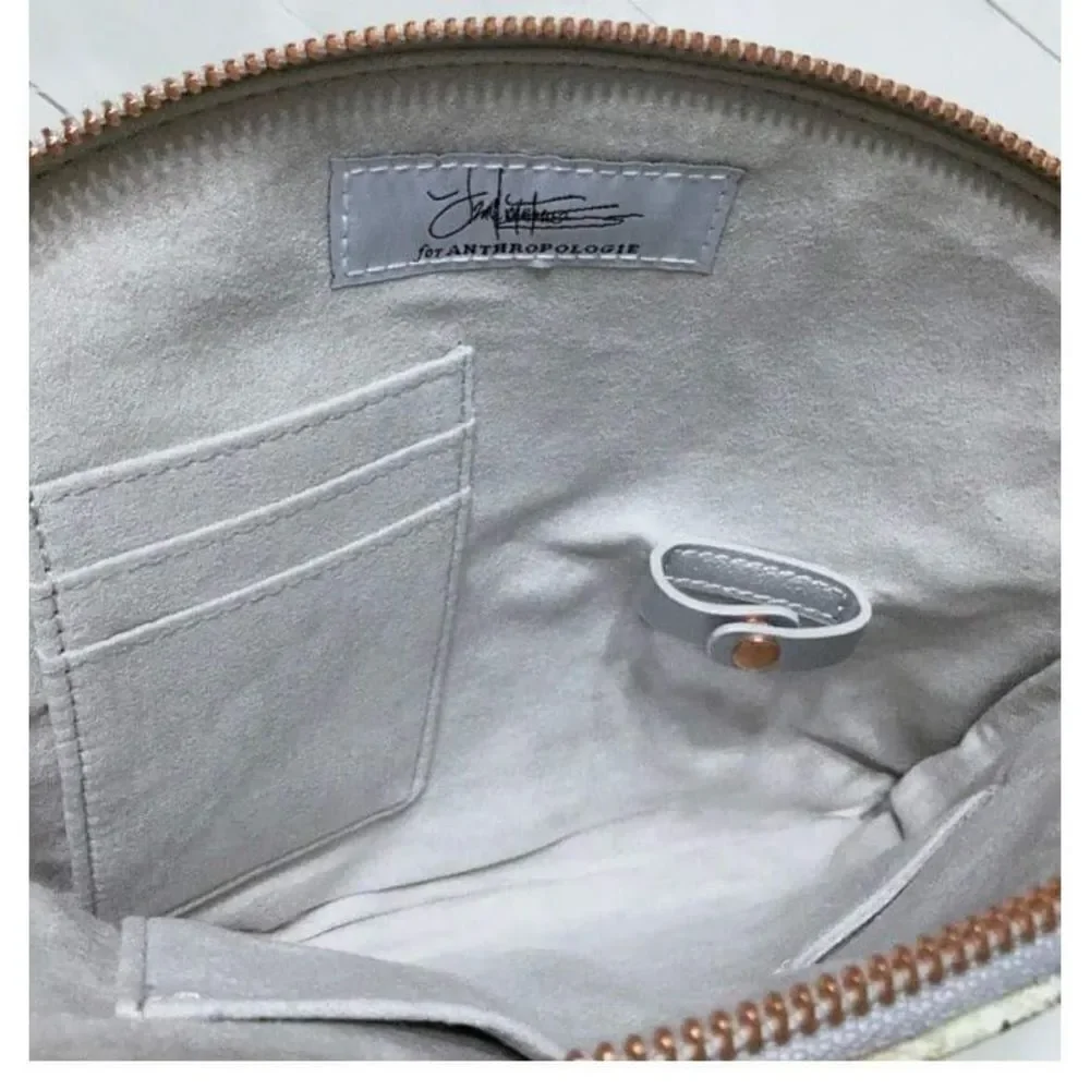 New Anthropologie Travel  Silver Speckled Holder Travel Zip Pouch Bag